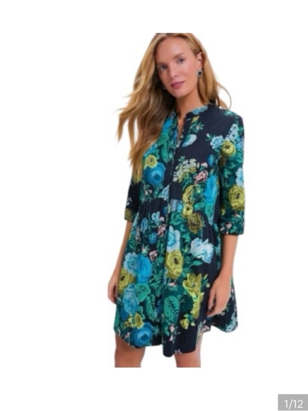 Tuckernuck Navy Floral Mini Dress with Teal and Lime Accents